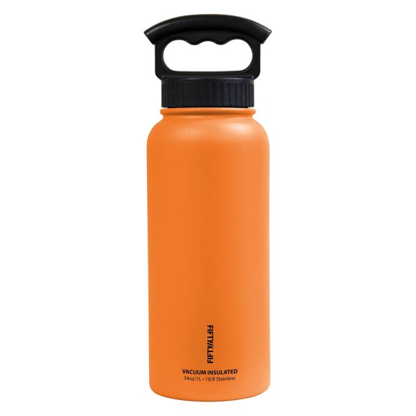 Fifty/Fifty® - 34 fl. oz. Solar Orange Stainless Steel Vacuum Insulated Bottle with 3-Finger Lid