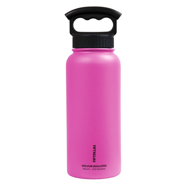 Fifty/Fifty® - 34 fl. oz. Lipstick Pink Stainless Steel Vacuum Insulated Bottle with 3-Finger Lid