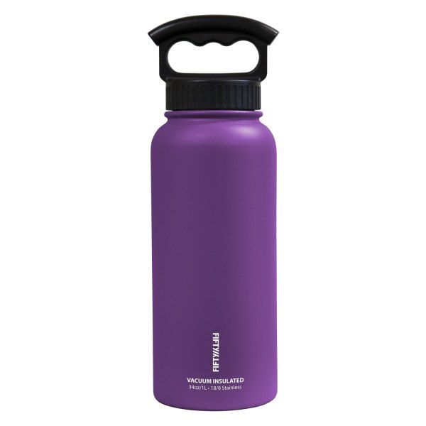 Fifty/Fifty® - 34 fl. oz. Royal Purple Stainless Steel Vacuum Insulated Bottle with 3-Finger Lid