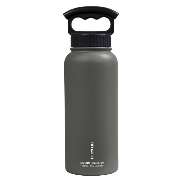 Fifty/Fifty® - 34 fl. oz. Slate Gray Stainless Steel Vacuum Insulated Bottle with 3-Finger Lid