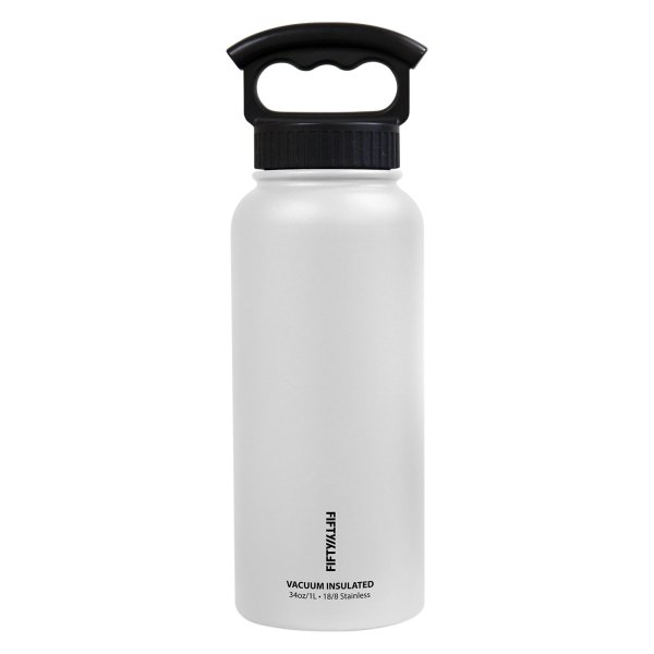 Fifty/Fifty® - 34 fl. oz. Winter White Stainless Steel Vacuum Insulated Bottle with 3-Finger Lid
