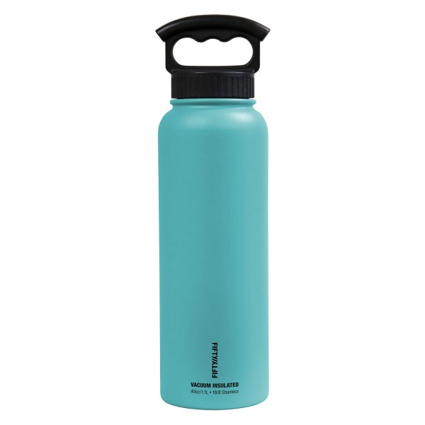 Fifty/Fifty® - 40 fl. oz. Aqua Stainless Steel Vacuum Insulated Bottle with 3-Finger Lid