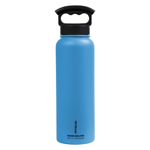 Fifty/Fifty® - 40 fl. oz. Crater Blue Stainless Steel Vacuum Insulated Bottle with 3-Finger Lid