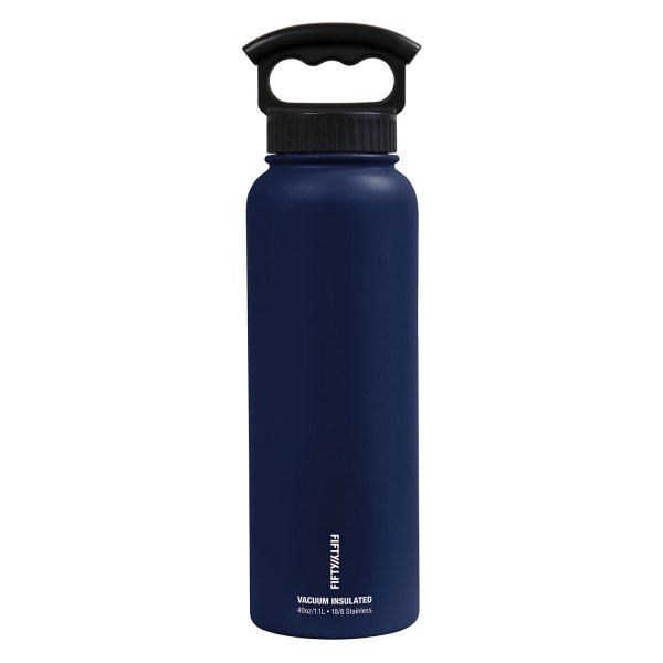 Fifty/Fifty® - 40 fl. oz. Navy Blue Stainless Steel Vacuum Insulated Bottle with 3-Finger Lid