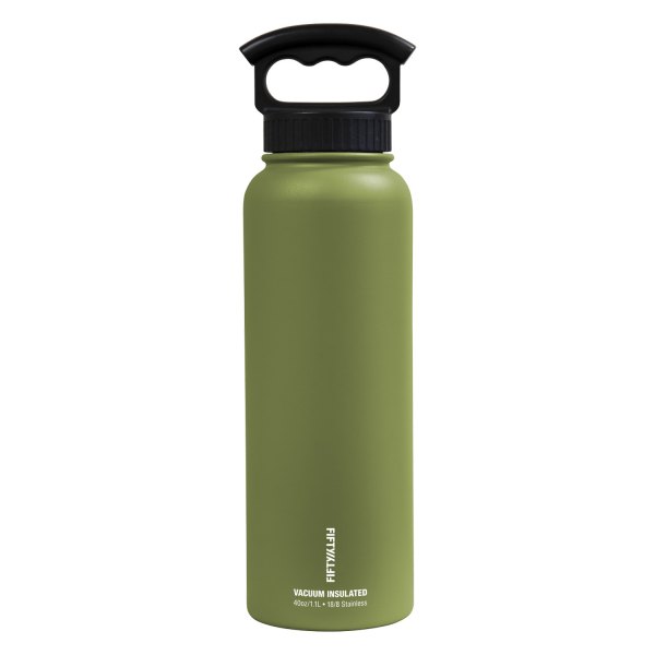Fifty/Fifty® - 40 fl. oz. Olive Green Stainless Steel Vacuum Insulated Bottle with 3-Finger Lid