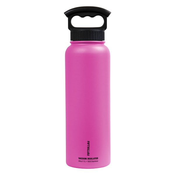 Fifty/Fifty® - 40 fl. oz. Lipstick Pink Stainless Steel Vacuum Insulated Bottle with 3-Finger Lid
