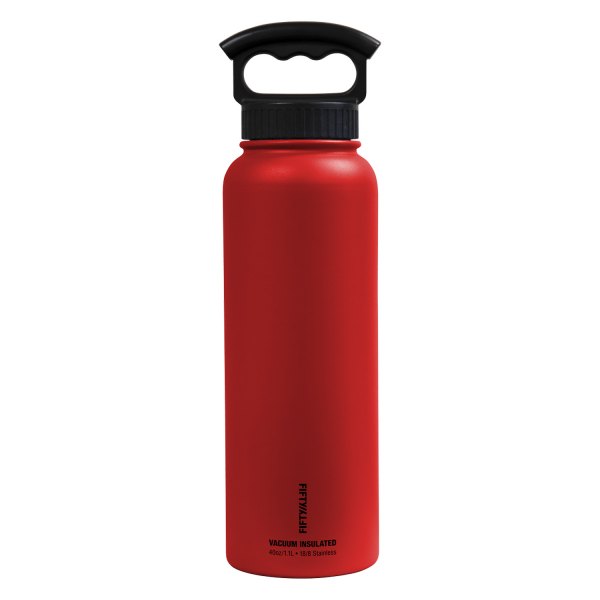 Fifty/Fifty® - 40 fl. oz. Cherry Red Stainless Steel Vacuum Insulated Bottle with 3-Finger Lid