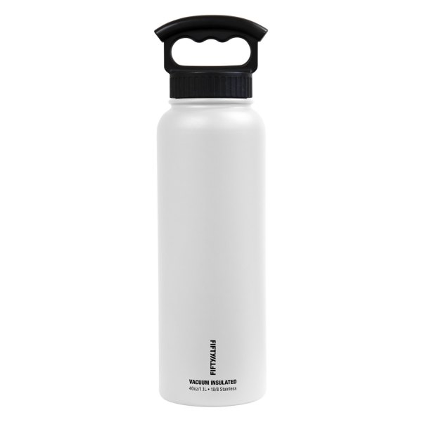 Fifty/Fifty® - 40 fl. oz. Winter White Stainless Steel Vacuum Insulated Bottle with 3-Finger Lid