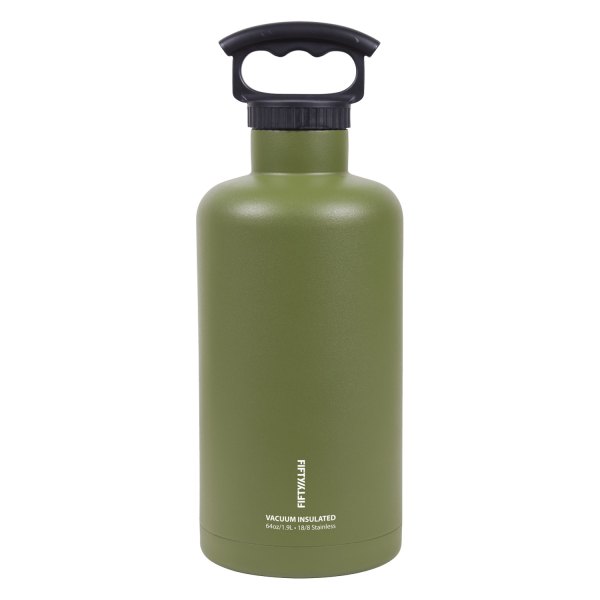 Fifty/Fifty® - 64 fl. oz. Olive Green Stainless Steel Vacuum Insulated Tank Growler