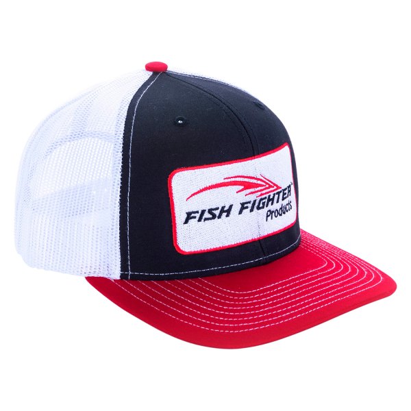 Fish Fighter® - Black and Red with Patch-White Mesh Snapback Hat