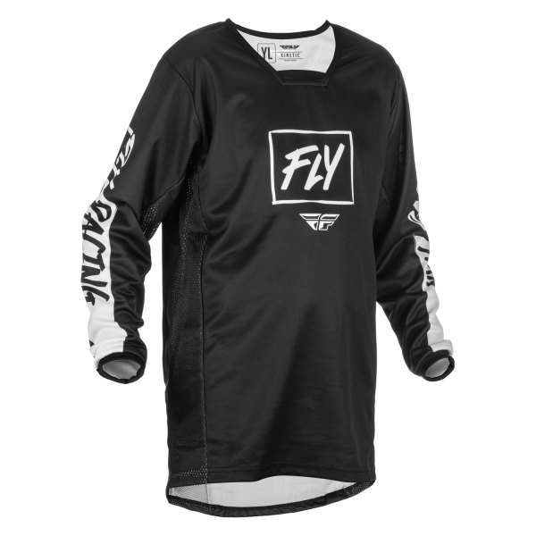Fly Racing® - Youth Kinetic Rebel™ Youth Medium Black/White Long Sleeve Jersey
