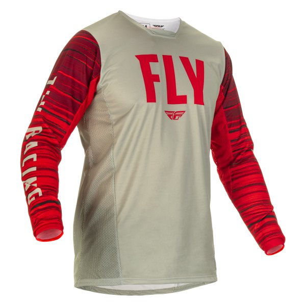 Fly Racing® - Men's Kinetic Wave™ Medium Light Gray/Red Long Sleeve Jersey