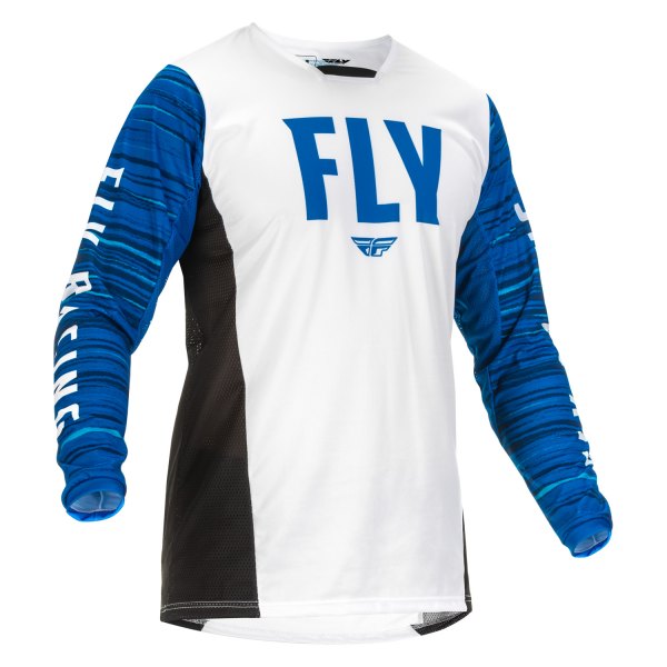 Fly Racing® - Men's Kinetic Wave™ Small White/Blue Long Sleeve Jersey