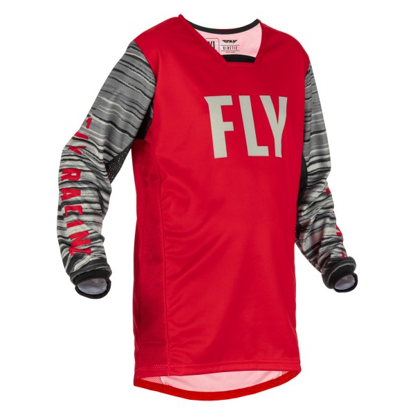 Fly Racing® - Youth Kinetic Wave™ Youth Large Red/Gray Long Sleeve Jersey