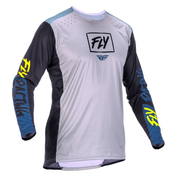 Fly Racing® - Men's Lite™ X-Large Gray/Teal/Hi-Vis Long Sleeve Jersey