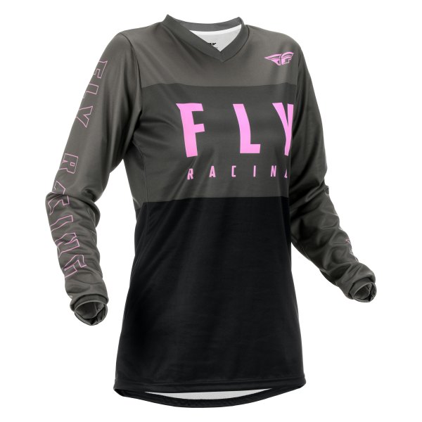 Fly Racing® - Women's F-16 Medium Gray/Black/Pink Long Sleeve Jersey