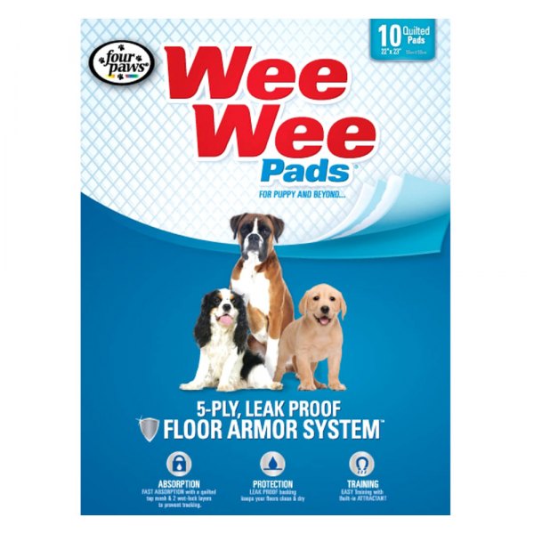 Four Paws® - Wee-Wee™ 22"L x 23"W 5-ply Dog Training Pads (10 Pieces)