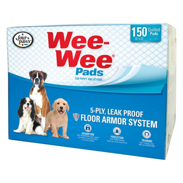 Four Paws® - Wee-Wee™ 22"L x 23"W 5-ply Dog Training Pads (150 Pieces)