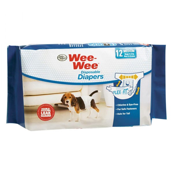 Four Paws® - Wee-Wee™ 15" - 18" Waist Dog Disposable Diapers (12 Pieces)