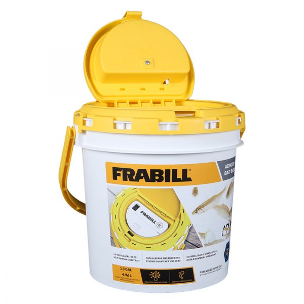 Frabill® - 1.3 gal White/Yellow Aerated Bait Bucket
