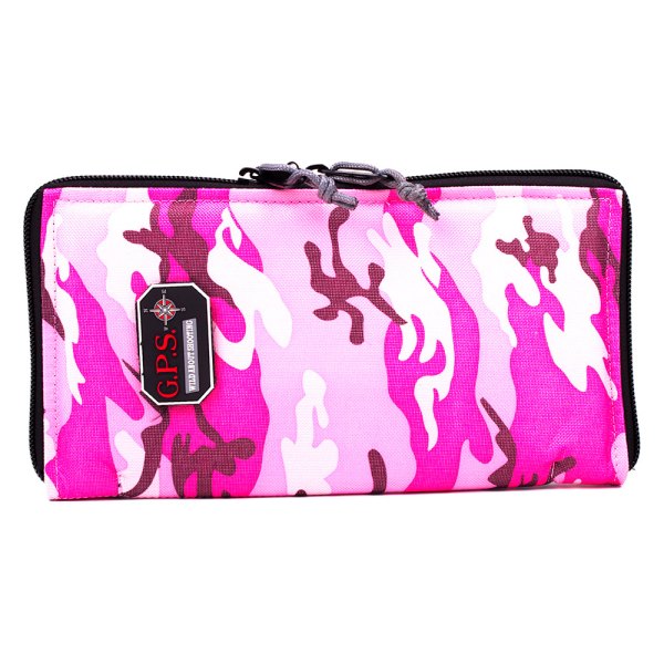 G Outdoors® - G.P.S. 6.75" x 12" x 1.5" Pink Camo Pistol Soft Case with Locking Zipper