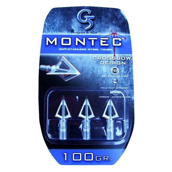 G5 Outdoors® - Montec™ 3-Blade Cut-On-Contact 100 gr Crossbow Screw-In Fixed Broadheads