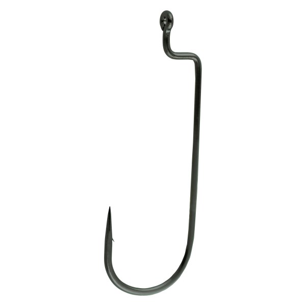Gamakatsu® - Round Bend Offset Shank Worm 2/0 Size Black Hooks, 6 Pieces
