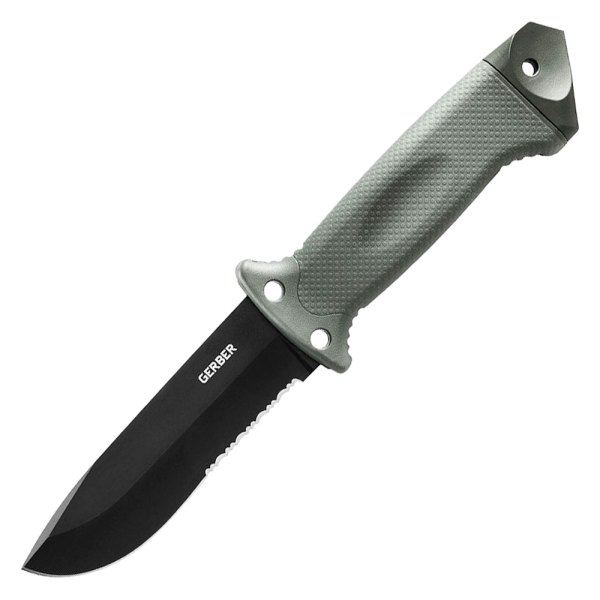 Gerber® - LMF II 4.84" Black Clip Point Serrated Green Handle Fixed Knife with Sheath