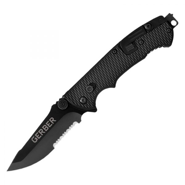 Gerber® - Hinderer CLS 3.5" Black Straight Back Serrated Folding Knife