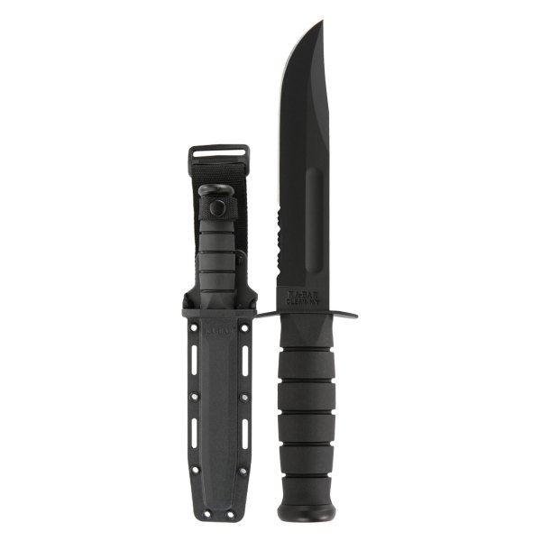 Ka-Bar® - Full Size 7" Black Serrated Bowie Knife with Sheath