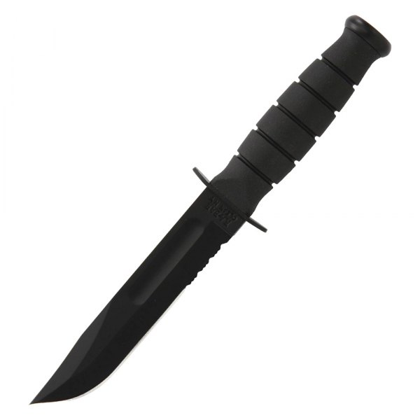 Ka-Bar® - Short 5.25" Black Clip Point Serrated Fixed Knife