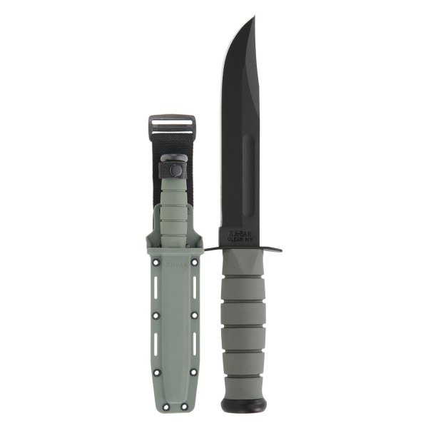 Ka-Bar® - Full Size 7" Black/Green Bowie Knife with Sheath