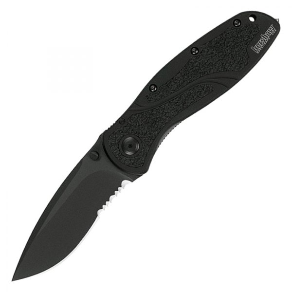 Kershaw® - Blur 3.4" Blackwash/Black Drop Point Serrated Folding Knife