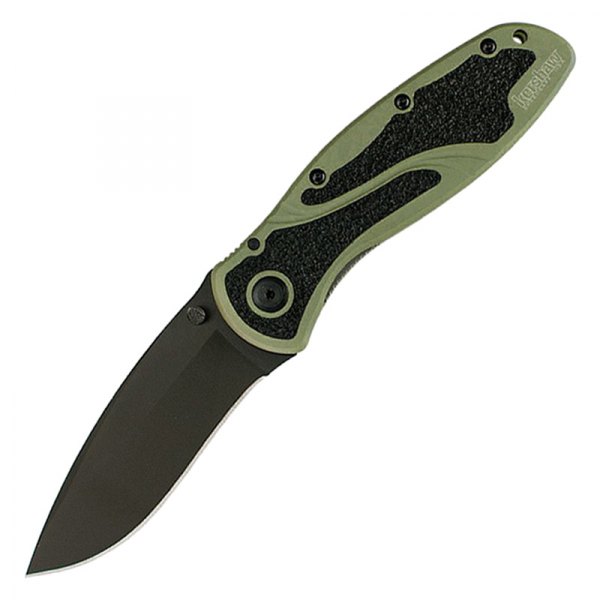 Kershaw® - Blur 3.4" Black/Green Drop Point Folding Knife