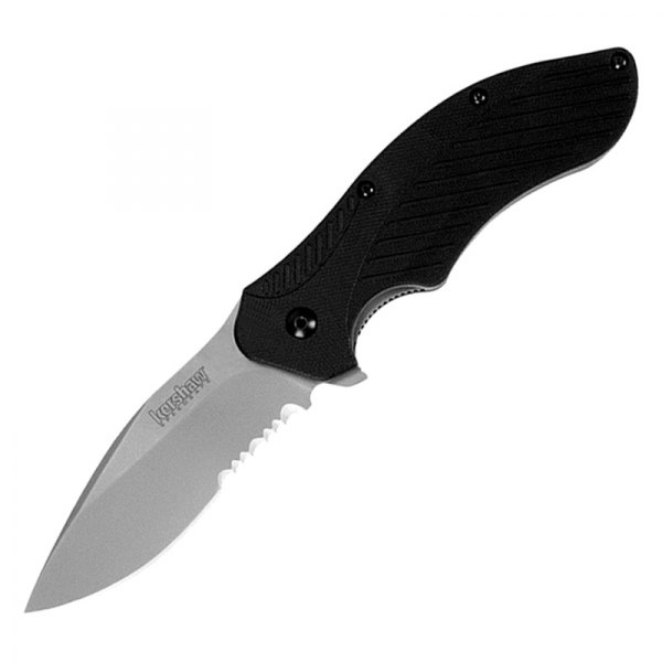 Kershaw® - Clash 3.1" Blackwash Drop Point Serrated Folding Knife