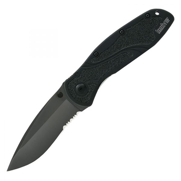 Kershaw® - Blur 3.4" Black Recurved Serrated Folding Knife