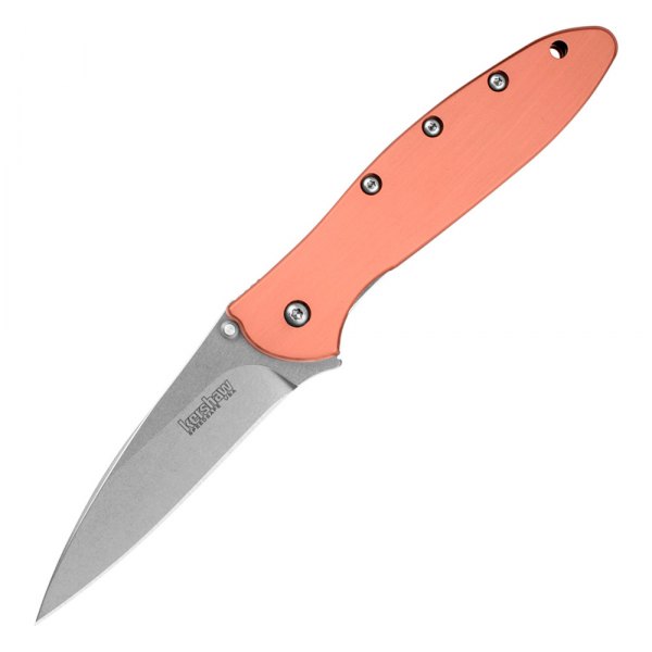 Kershaw® - Leek 3" Stonewash/Wood Drop Point Folding Knife