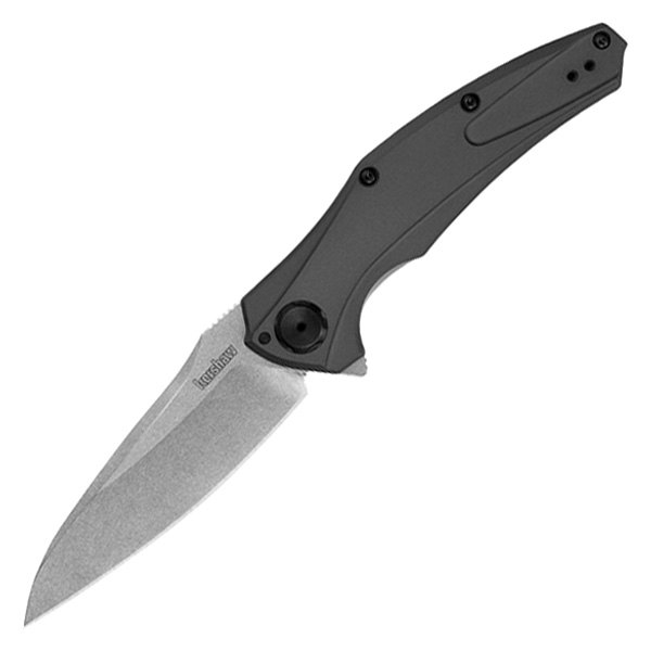 Kershaw® - Bareknuckle 3.5" Stonewash/Black Drop Point Folding Knife