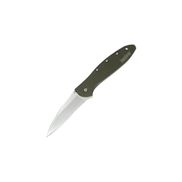 Kershaw® - Leek 3" Silver/Green Drop Point Folding Knife