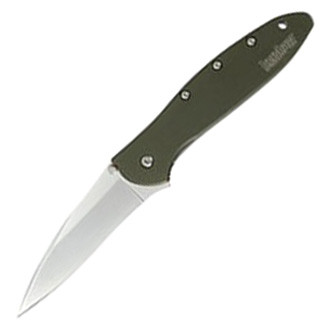 Kershaw® - Leek 3" Silver/Green Drop Point Folding Knife