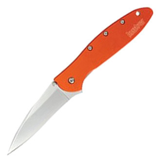 Kershaw® - Leek 3" Silver/Orange Drop Point Folding Knife