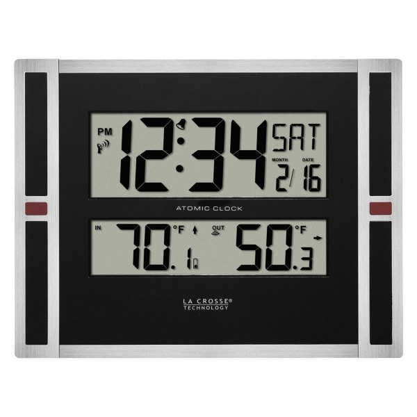 La Crosse Technology® - Digital Indoor/Outdoor Thermometer and Atomic Clock with Indoor/Outdoor Temperature Sensor