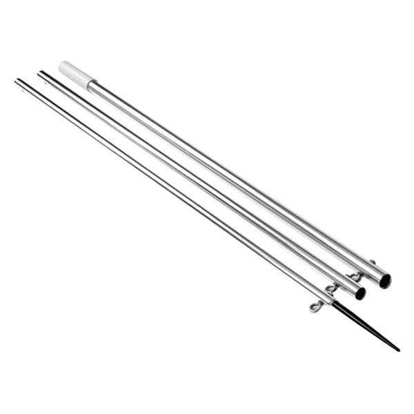 Lee's Tackle® - MX Step-Tube Style 1-3/8" O.D. 13' L Bright Silver Anodized Aluminum Outrigger Pole with Black Spike