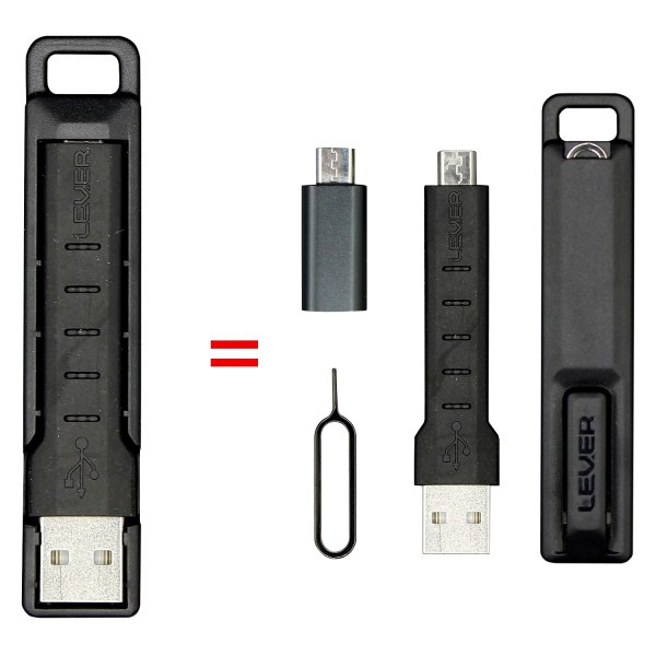 Lever Gear® - CableKit™ 3" Black Lightning to USB Charging & Sync Cable with Lightning to Micro USB Adapter