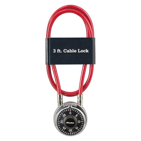Master Lock® - 3' (5 mm) Red Combination Padlock