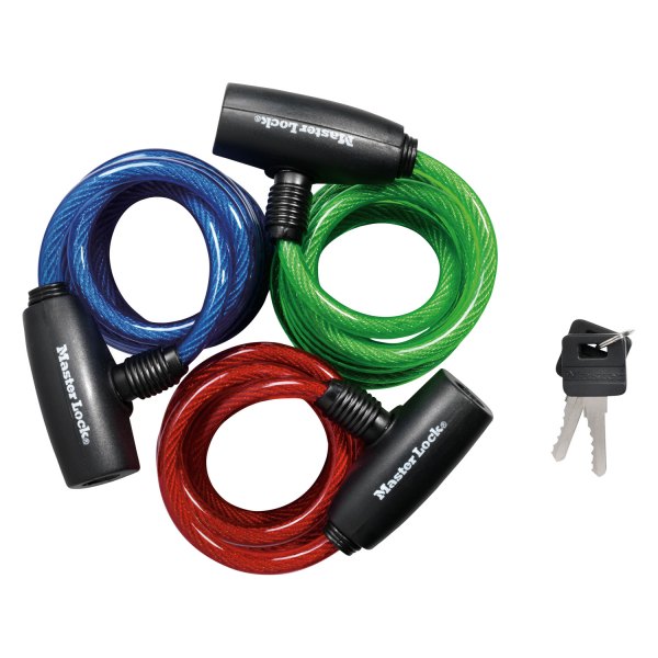 Master Lock® - 6' (8 mm) Blue/Green/Red Keyed Bike Cable Lock