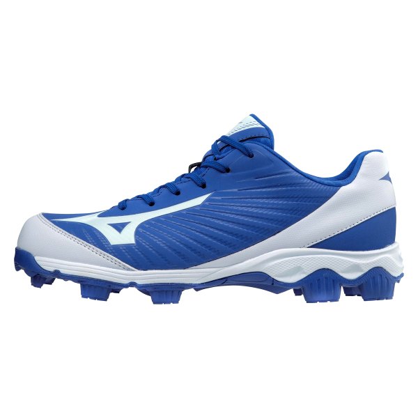 blue and white mizuno cleats