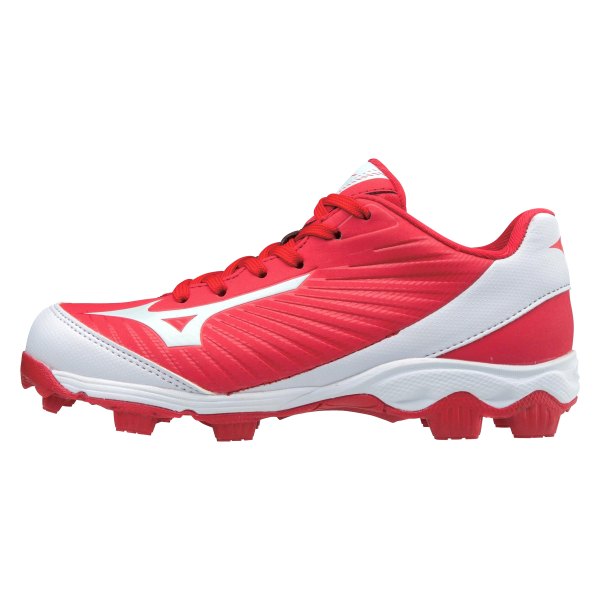 white and red mizuno cleats