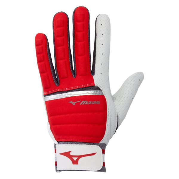 Mizuno® - B-130 Adult Baseball Small Red/Charcoal Shadow Batting Gloves