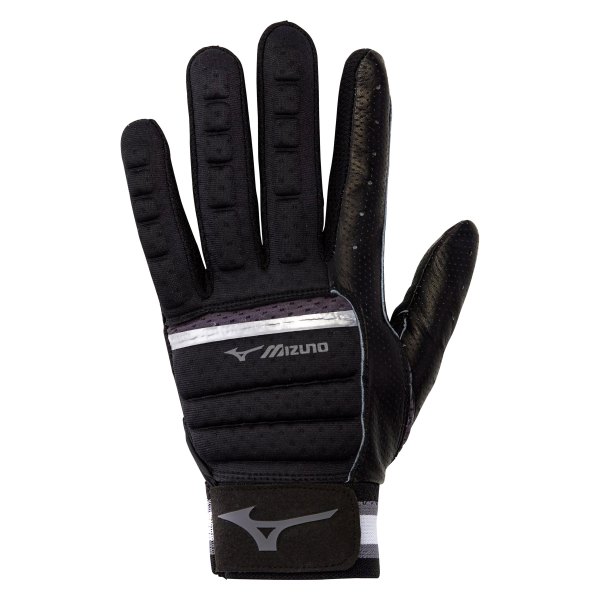 Mizuno® - B-130 Adult Baseball Small Black/Charcoal Batting Gloves